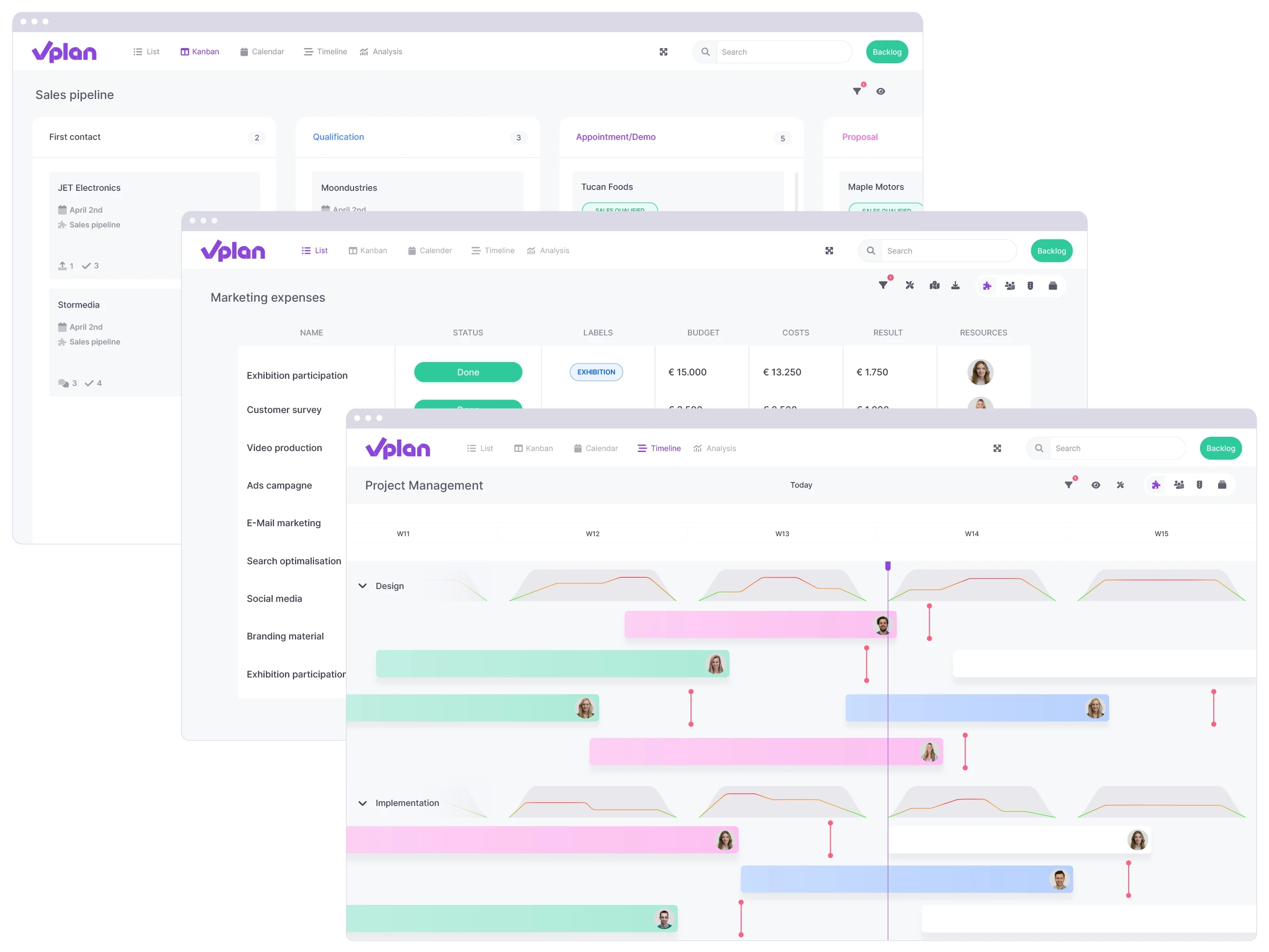 An overview of the various views in which you can view and edit your schedule using vPlan.