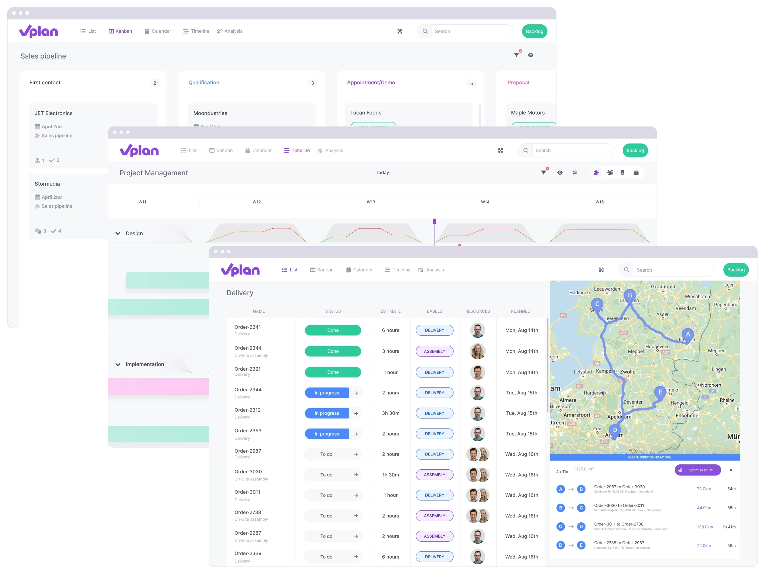 An overview of the different views in which you can view and edit your planning using vPlan.