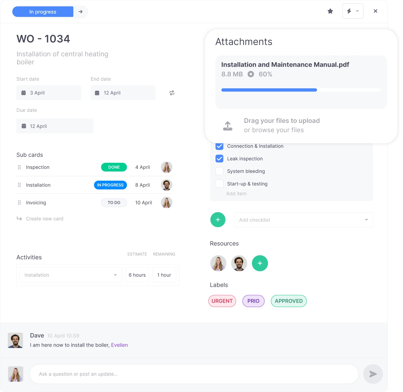 Overview of automation rules in vPlan with activated triggers, such as notifications for status changes and automatic task assignments.