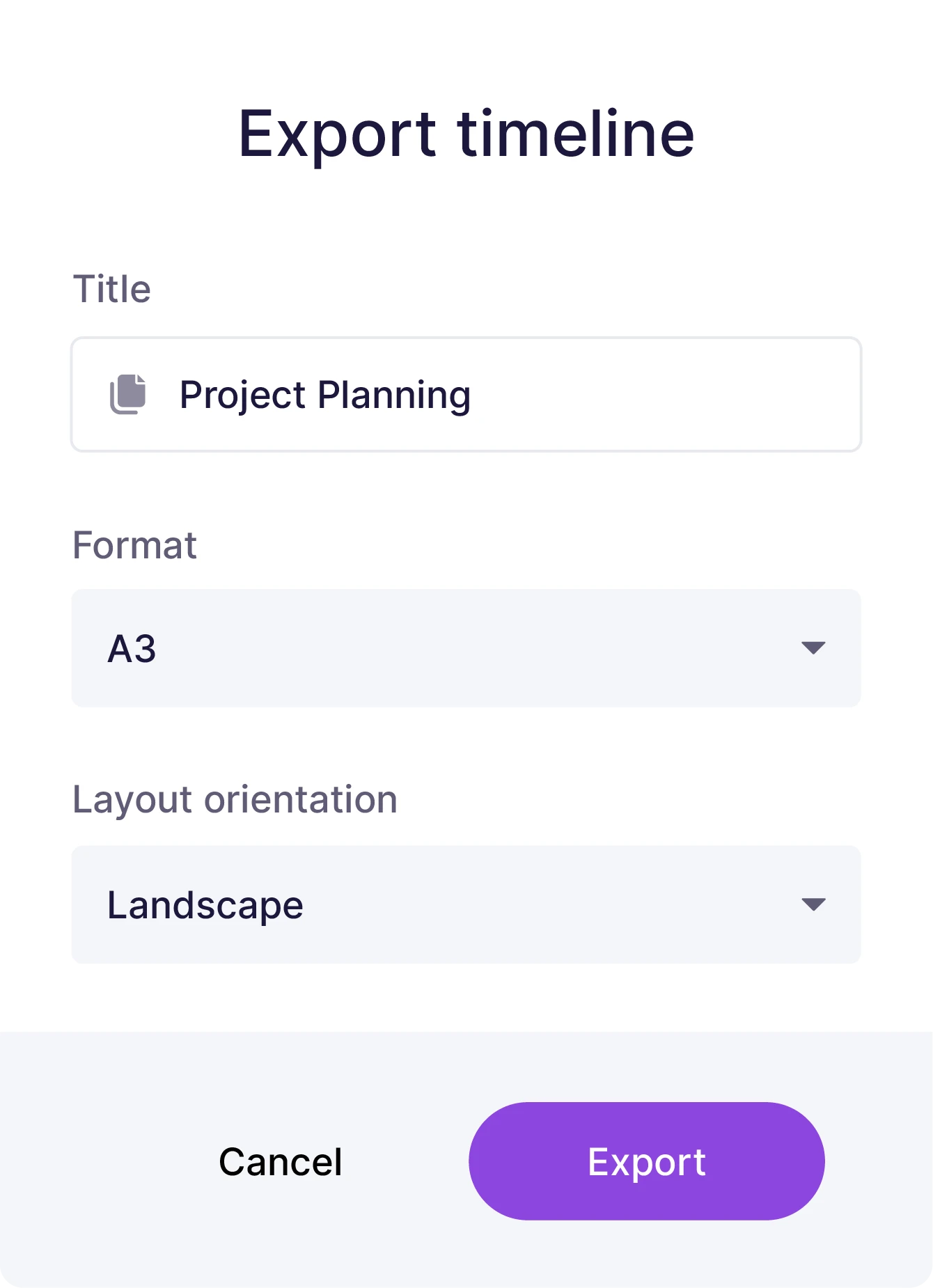 The export function in the timeline to convert the schedule into a PDF for easy printing.