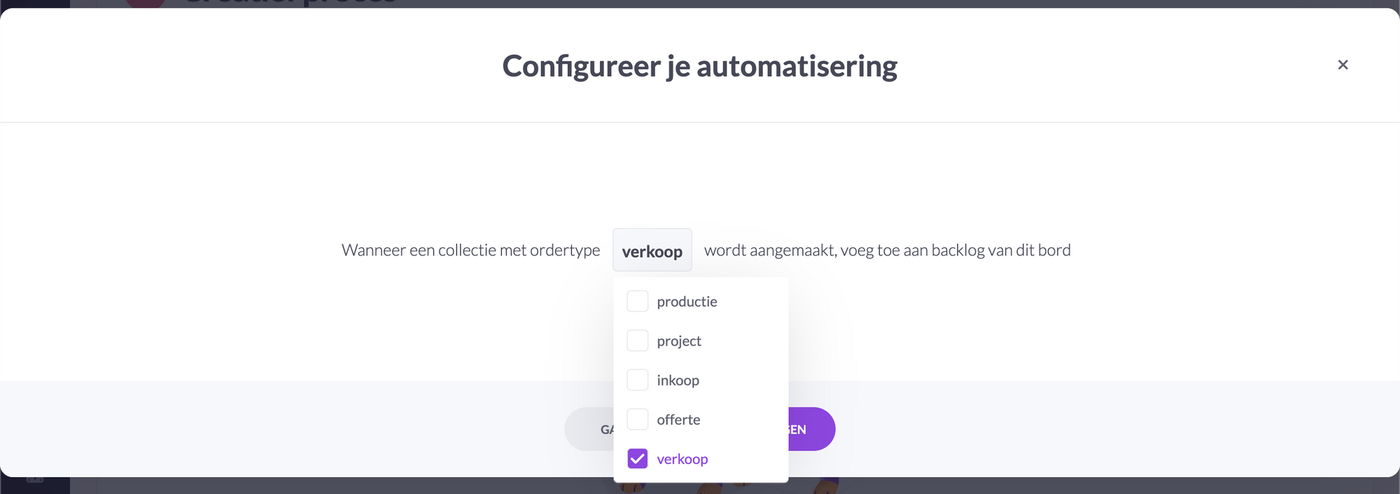 Configureer Automatisering