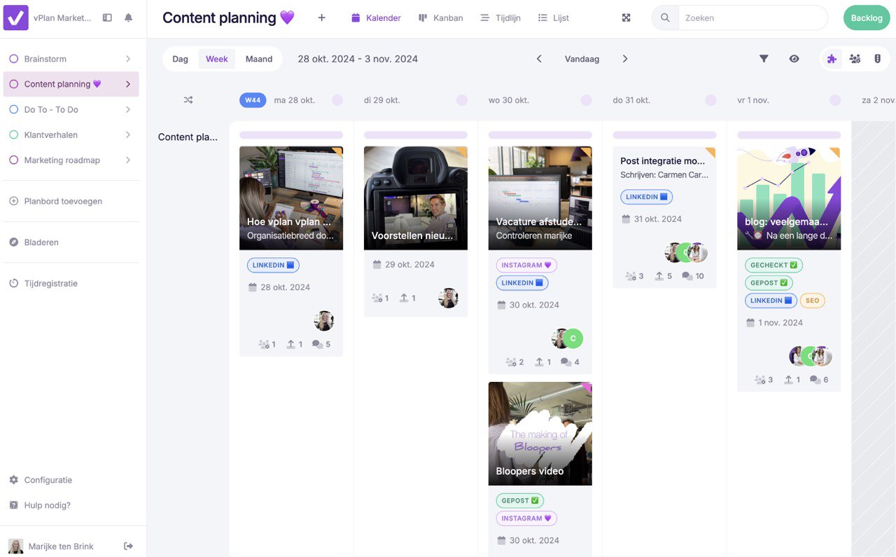Kalender weergave marketing vPlan